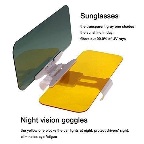Car Day and Night Anti-Glare Visor 2 in 1 Automobile Sun Anti-UV Block Visor Non Glare Anti-Dazzle Sunshade Mirror Goggles Shield for Car Windshield