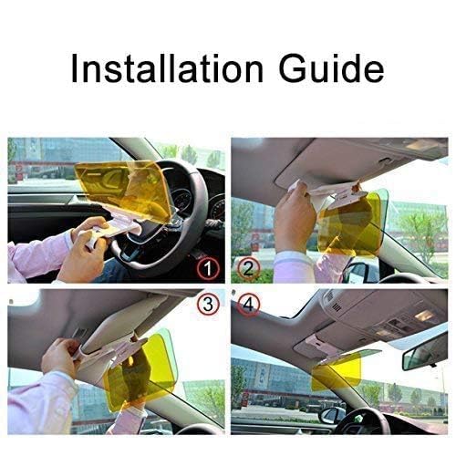 Car Day and Night Anti-Glare Visor 2 in 1 Automobile Sun Anti-UV Block Visor Non Glare Anti-Dazzle Sunshade Mirror Goggles Shield for Car Windshield