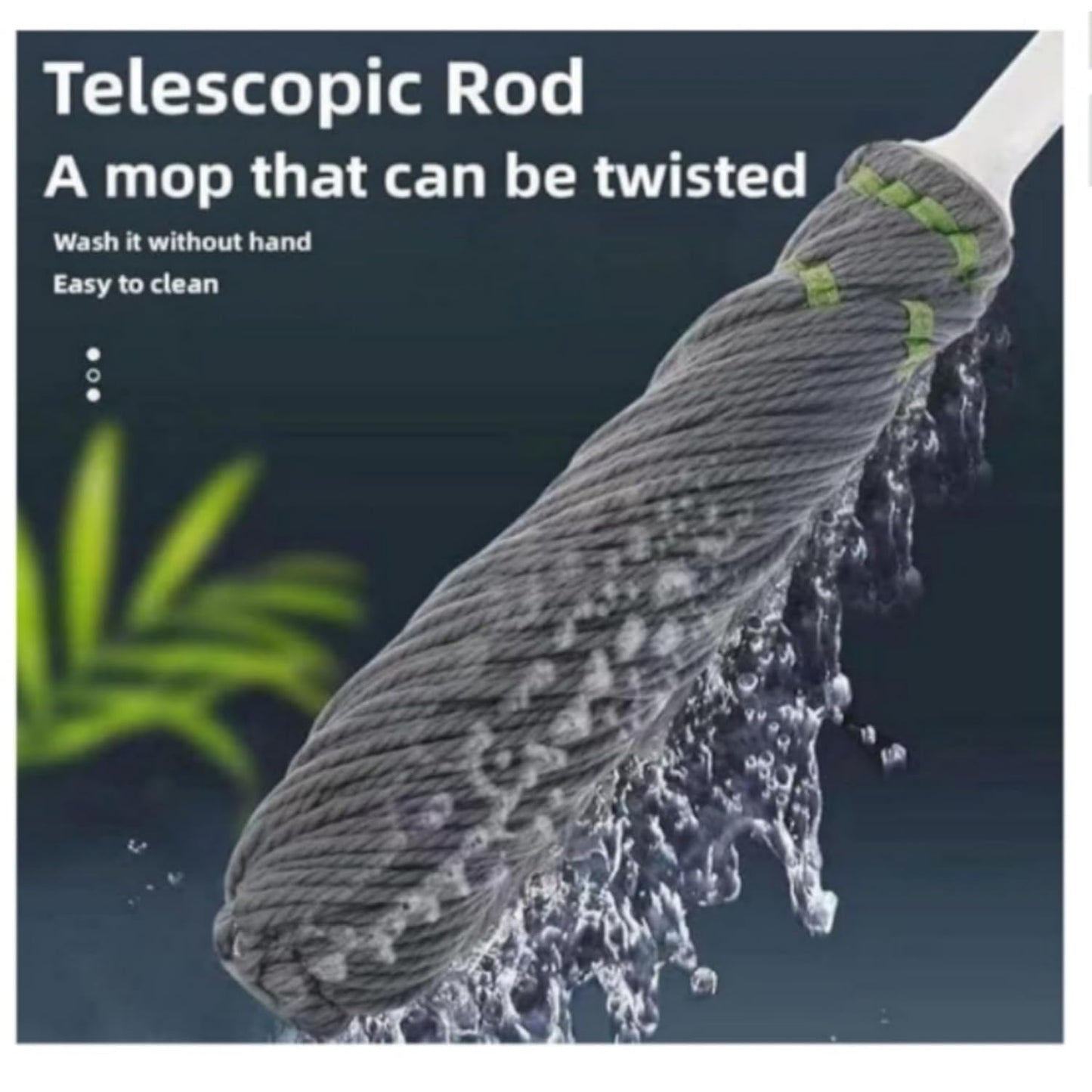 2 in 1 Dehydrated Mop, Self-Wringing Twist Mops for Floor Cleaning, 360 Degree Spin Round Wall Cleaning Mop