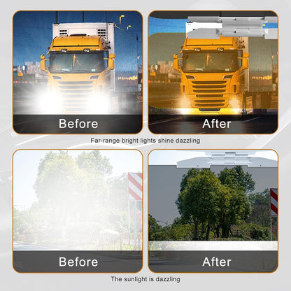 Car Day and Night Anti-Glare Visor 2 in 1 Automobile Sun Anti-UV Block Visor Non Glare Anti-Dazzle Sunshade Mirror Goggles Shield for Car Windshield