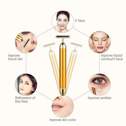 Luxury Skincare 24K Gold Energy Electric Facial Massager Roller