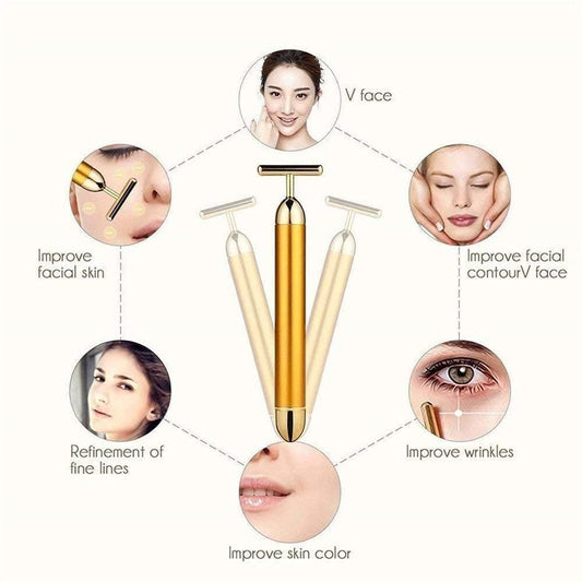Luxury Skincare 24K Gold Energy Electric Facial Massager Roller