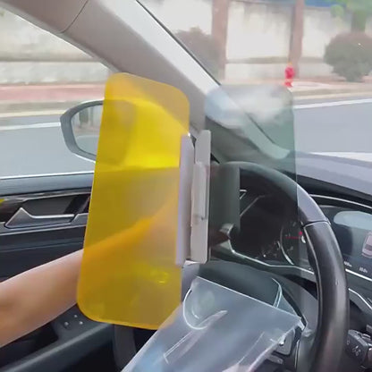 Car Day and Night Anti-Glare Visor 2 in 1 Automobile Sun Anti-UV Block Visor Non Glare Anti-Dazzle Sunshade Mirror Goggles Shield for Car Windshield
